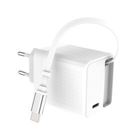 شاحن هاتف قابل للسحب PD 30 واط شحن سريع مع شاحن USB C