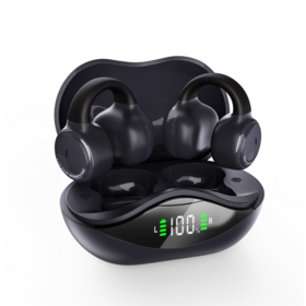 Auriculares Deportivos Inalámbricos OWS con Pantalla Digital LED, Auriculares con Clip para Oreja y Conducción Ósea, Ideales para Correr y Ciclismo