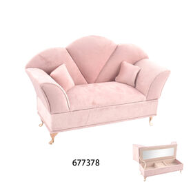 Chaise Lounge Fabric Sofa Velvet Jewelry Box Display Storage Box Decoration for Ring Necklace and Earrings with Mirror
