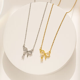 SISSLIA Bow Simple Light Luxury Love Cat's Eye Pendant Lady Temperament All Matching Necklace for Woman
