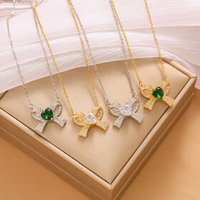 SISSLIA 2026 Trend High Quality Love Zircon Bow New Design Sense All Matching Necklace for Women