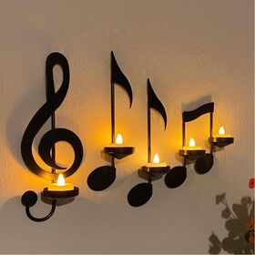 Portavelas Musical de Metal Negro Hecho a Mano - Decoración Única para Hogar, Fiestas y Regalos