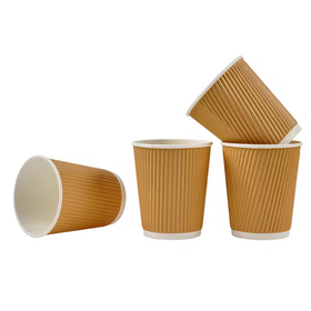 Gobelets en Papier Jetables à Paroi Ondulée de 16 oz pour Café & Thé à Emporter avec Logo Personnalisé - Gobelet en Papier à Double Paroi pour Boissons Chaudes