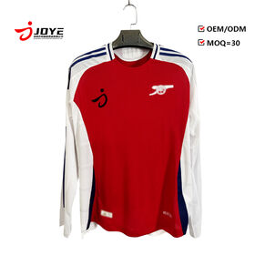 Jersey Sepak Bola Kustom Sublimasi Bordir Logo Desain Retro Oversize Bergaris Kaos Olahraga Sepak Bola