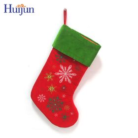 Wholesale 20" Red Velvet Christmas Stocking with Embroidered Snowflakes for Xmas Decoration