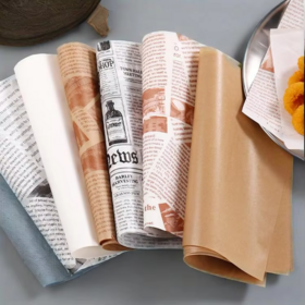 Wholesale Printed Food Grade 38gsm 40gsm Greaseproof Baking Sandwich Butter Wax Coated Patty Burger Wrapping Paper