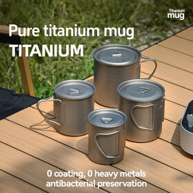 Tasse à café en titane pur ultra-légère avec logo personnalisé, poignée pliable, qualité alimentaire, pour le camping en extérieur