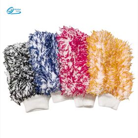 Gant de Lavage en Microfibre Peluche Longue Lavable en Machine pour Détail Automobile - Gants de Lavage pour Voitures, Motos, SUV, Camions, Bateaux - Aoma