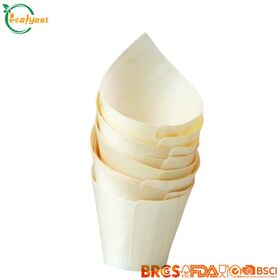 Gobelet Conique Jetable en Bois FSC, Emballage Personnalisé, Qualité Alimentaire, Fabricant