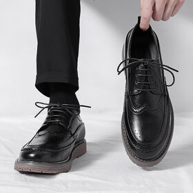 Chaussures Habillées en Cuir de Vache pour Homme, Confortables, à Lacets, Design Richelieu, Couleur Noir Uni, Caoutchouc Naturel, Printemps Été