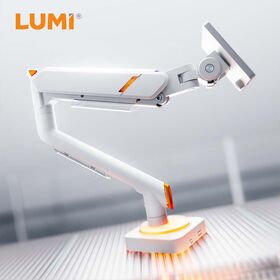 Support de bras pour moniteur unique LDT111-C012L avec éclairage RVB, blanc, support VESA, support d'écran d'ordinateur de 20 kg pour configuration de jeu à domicile