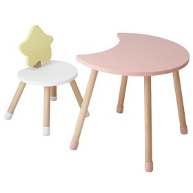 Heißverkauf Kindergartentisch Kinderschreibtisch Kinderschlafzimmermöbel-Sets Mondform Holzkinder-Aktivitätstisch und Stühle