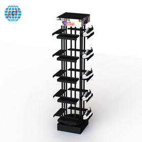 Estantería Giratoria 360° de Metal de 4 Lados para Zapatos, Exhibidor para 20 Pares de Zapatillas Deportivas