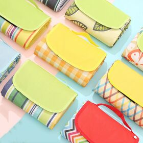 Matras Piknik Lipat Kustom Kain Oxford, Tahan Lembab, Tebal, Tahan Air, Motif Kotak untuk Outdoor