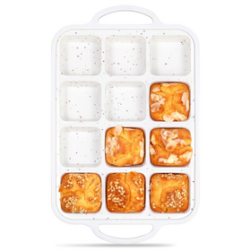 Moule à muffins carré en silicone antiadhésif sans BPA, cadre renforcé en métal, 12 cavités