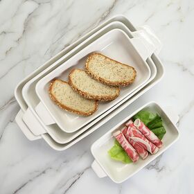 Backutensilien 4-teiliges weißes Ofengeschirr Porzellan-Backblech Keramik-Auflaufform Porzellan-Ofengeschirr weiß