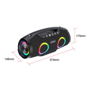 مكبر صوت بلوتوث محمول Dshun Boombox مع أضواء RGB ساحرة - مكبر صوت ستيريو لاسلكي للحفلات الخارجية مع صوت جهير عميق وثقيل، لو