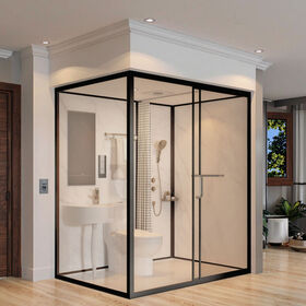 Integrierte All-in-One Duschkabine in Light Luxury mit quadratischem Stahlrahmen, Trocken-Nass-Trennung für Badezimmer im Haushalt