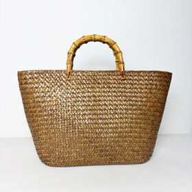 Summer Beach Straw Purse for Women, Handwoven Top Handle Tote Bag, Seagrass Straw Handbag, Lightweight Casual Travel Purse
