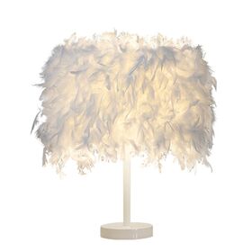 Lampe de Bureau Créative et Simple en Plumes Personnalisée pour Chambre à Coucher, Hôtel de Luxe, Bureau à Domicile, Lampe de Bureau en Plumes à Gradation par Bouton
