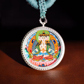 4cm Hand-drawn Thangka Vairocana Buddha Pendant Necklack Design Ethnic Tibetan Elements Good Luck Charm Gift Jewelry