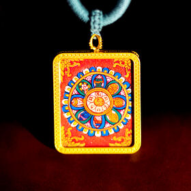 4.5-5.5 cm yellow copper treasure tang grass dancheng pendant necklace hand-painted and colored tibetan art gifts jewelry