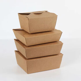 Article le plus vendu Grande Capacité Jetable Pliant Kraft Papier Boîte D'emballage Rectangle Feuille D'or Gaufrage Alimentaire Prendre Emballage