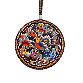 Set de Table Rond en Céramique Lavable avec Dessous de Verre Imperméable en Liège, 17 cm, Motif Géométrique, Antidérapant, Isolation Thermique, Ustensiles de Cuisine