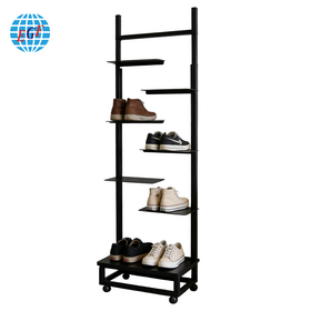 El deporte derecho del piso calza el estante de exhibición para las tiendas de la especialidad, estante de exhibición negro de la zapatilla de deporte del metal