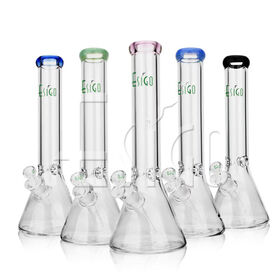Tubo de Agua para Hierbas Secas Esigo Glass, Modelo Popular de 16 pulgadas, 7 mm de Grosor, con Boquilla de Color, Listo en Stock