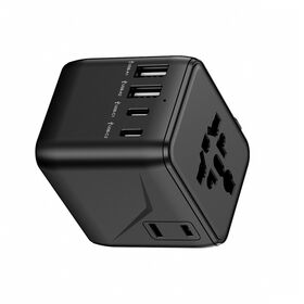 Worldplug Universal Reiseadapter mit USB-A und Typ-C, Mehrfachstecker (UK/AUS/EURO/USA), CE ROHS FCC zertifiziert