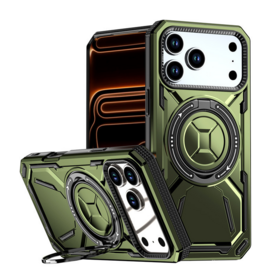 Capa Magnética Golden Armor 2 para Celular, Capa Protetora à Prova de Choque com Suporte para Carro para iPhone 16 17 Promax