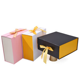2026 Wholesale Rigid Cardboard Flip-Top Folding Gift Box with Magnetic Closure and Ribbon for Valentine's Day