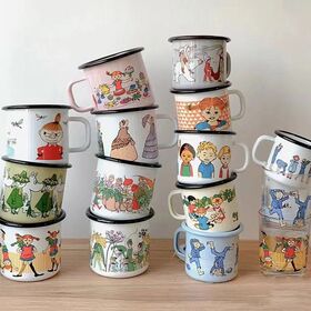 Cangkir Enamel Kartun Kreatif Food-Grade 350mL untuk Air, Kopi, Teh - Hadiah Natal