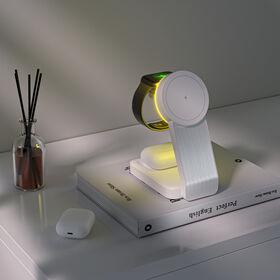 Qi2-zertifiziertes magnetisches faltbares 3-in-1-Ladegerät für Handy, Uhr und Ohrhörer mit ABS-PC-Aluminiumlegierung und Warmlichtanzeige