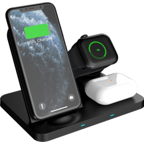 W57 3-in-1 Wireless Charging Station Fast Charger for Phone Watch Earphone Smart Identifier