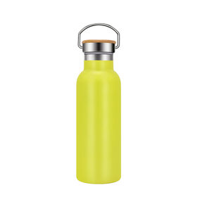 750ml/500ml Insulated Water Bottle,double wall stainless steel, Bamboo Lid, flexible handle, stylish&durable for Daily use, Hiking