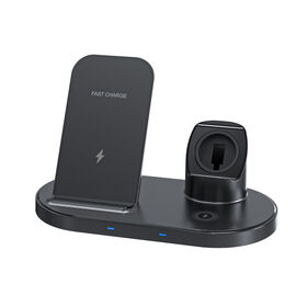 W55 Integrated 3-in-1 Wireless Charging Stand for Apple Devices Fast Charge ABS Plastic