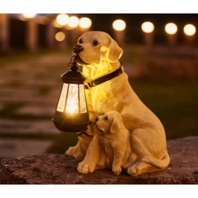 Wholesale garden resin craft solar hanging lamp artificial puppy figurine garden yard entrance decoration item garden ornaments