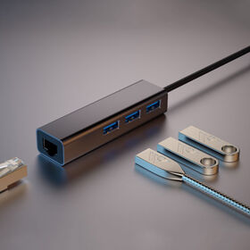 USB C 3.0 Hub with Gigabit Ethernet, 1Gbps RJ45 Port 4-in-1 Multi-Port Adapter for Seamless Connectivity