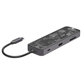 9 In 1 USB-C Hub with Perspective tempered glass cover Type-C HUB Docking Station with 4K/60HZ HdTV,RJ45,USB C 5G,PD