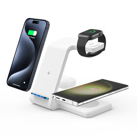 Support de Charge Rapide Sans Fil 4 en 1 15W pour Écouteurs et Téléphone Portable