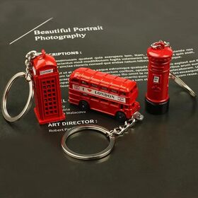 Hot-selling Creative Travel Souvenirs Include Phone Booth Pendants Double-decker Bus Keychains and British Postbox Keychains