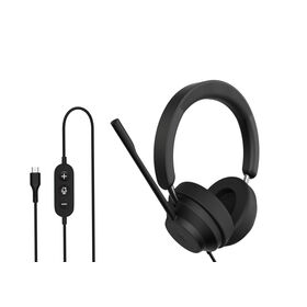 Auriculares de centro de llamadas de bajo precio, orejeras suaves 3D estéreo, altavoz con imán de neodimio de 40 mm, cable TPE de 1.8 m, auriculares con cable para música y oficina