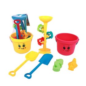 مجموعة ألعاب شاطئ الأطفال ، ألعاب رمل للأطفال مع مجرفة ، دلو وعجلة ماء رملية رملية كومبو ، ألعاب صندوق رمل خارجي للأطفال الصغار