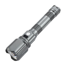 10W aluminum alloy LED flashlight with high-capacity battery, featuring a retro and elegant design