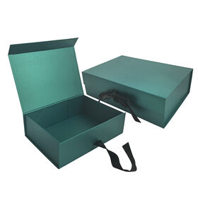 Caja de Embalaje de Papel Plegable de Alta Calidad, Impresión Personalizada, Caja Plegable de Cartón Verde Oscuro con Cierre Magnético