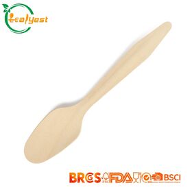 Cuchara de Madera Desechable Extra Grande de 185 mm, Biodegradable y Ecológica, para Restaurante, Comida para Llevar, Venta al por Mayor