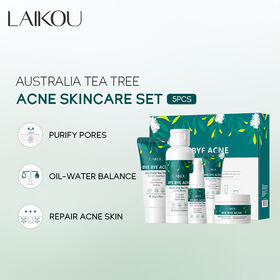 LAIKOU 5PCS Australia Tea Tree Acne Skin Care Set Purify Pores Reduce Acne Repair Face Skin Products