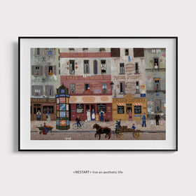 Vintage European Cityscape Wall Art Colorful Street Scene Canvas Print Retro Town Painting Living Room Bedroom Home Decor